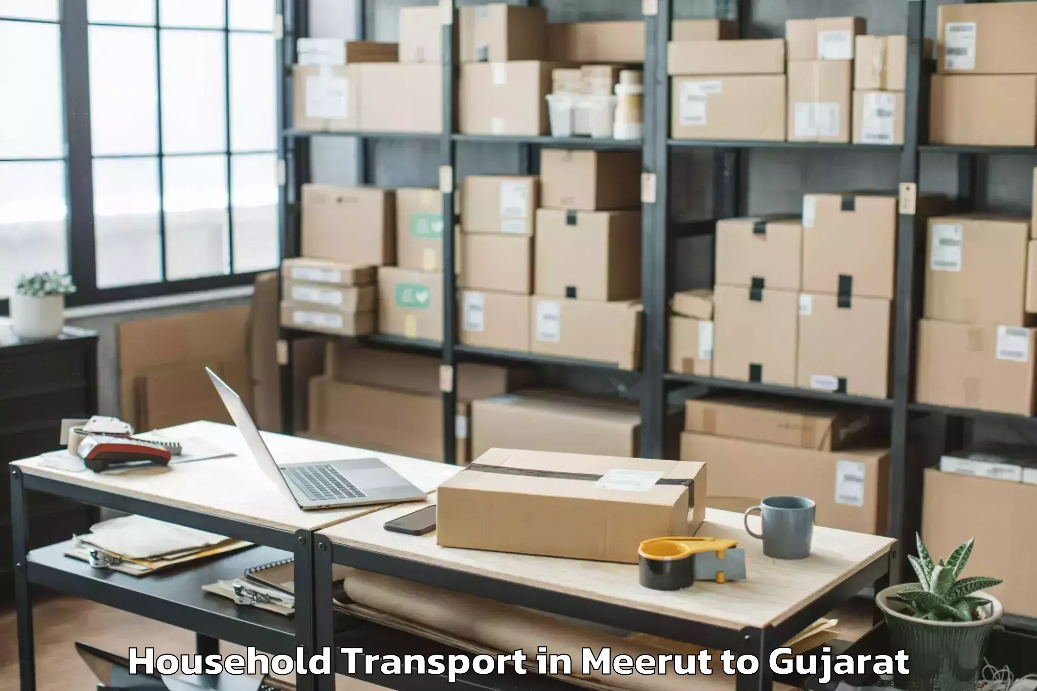 Book Meerut to Delvada Household Transport